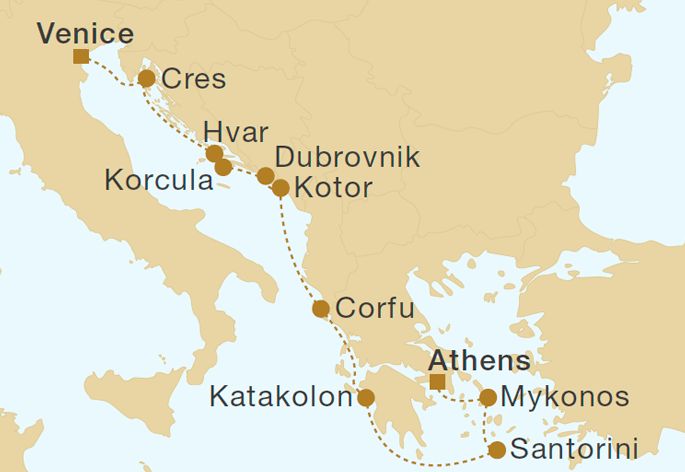 Greece, Montenegro & Croatia 11 Nights Itinerary Map
